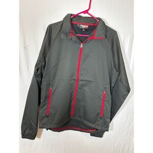 TMR Tri-Mountain Racer Wear Jacket Mens Small Gray Red Full Zip Lightweight